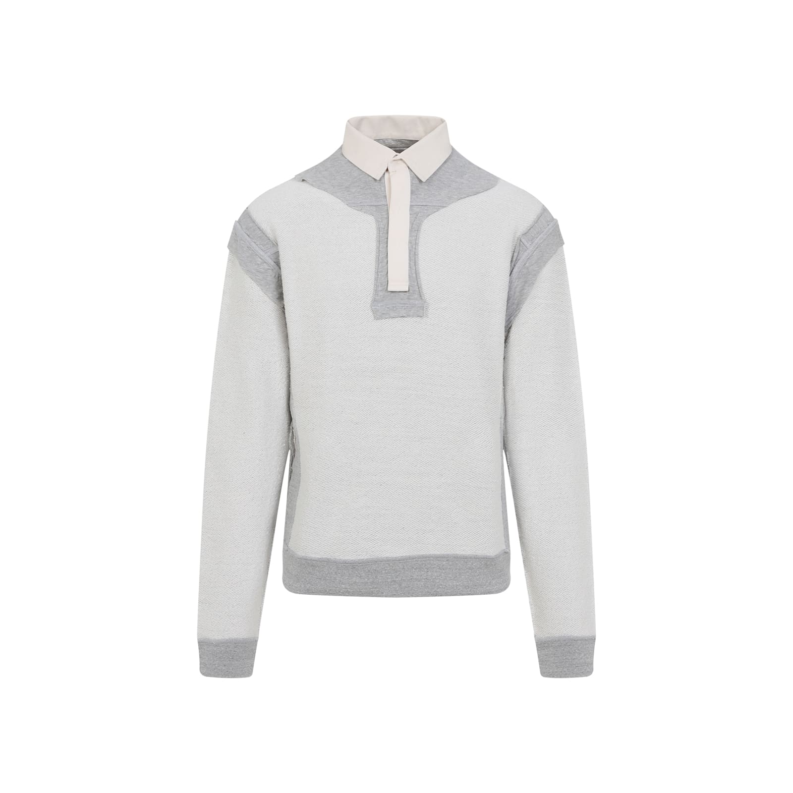 Maison Margiela Cotton Hoodie With Pointed Collar And Side Pockets In M Grey Melange