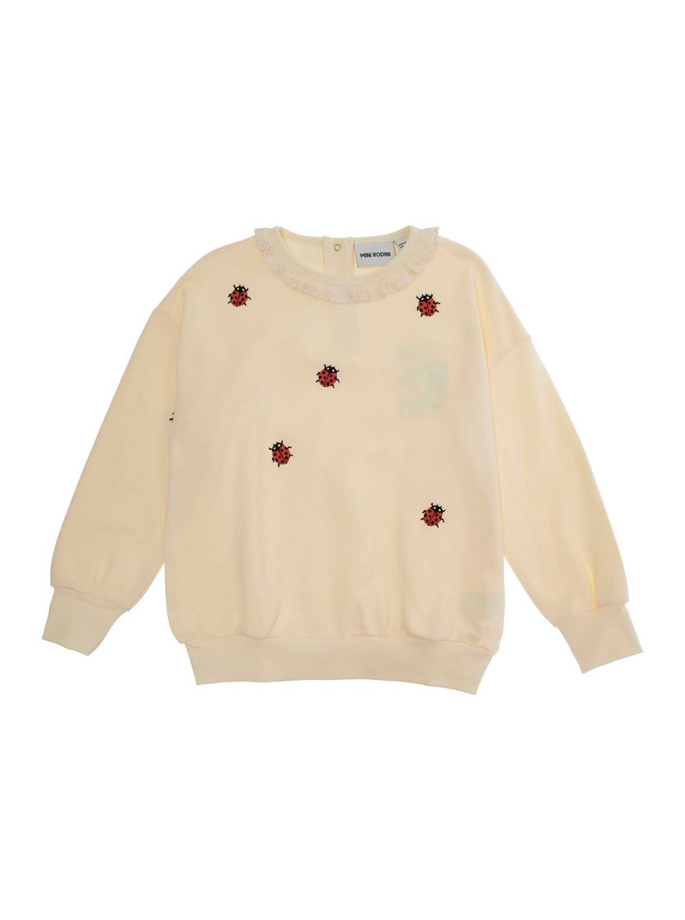 Shop Mini Rodini White Sweatshirt With Ladybug Embroidery In Cotton Girl