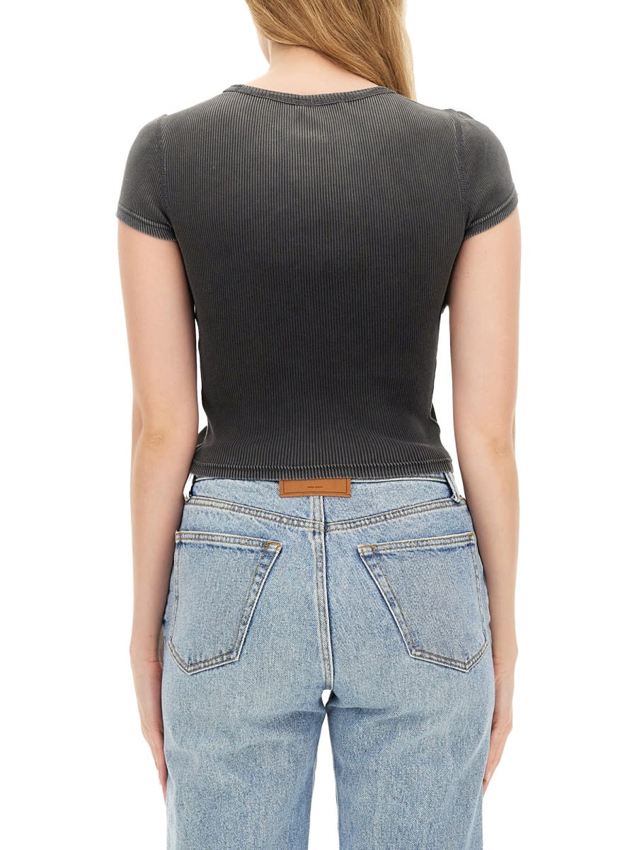 Alexander Wang Rhinestone Logo T-shirt In Grey