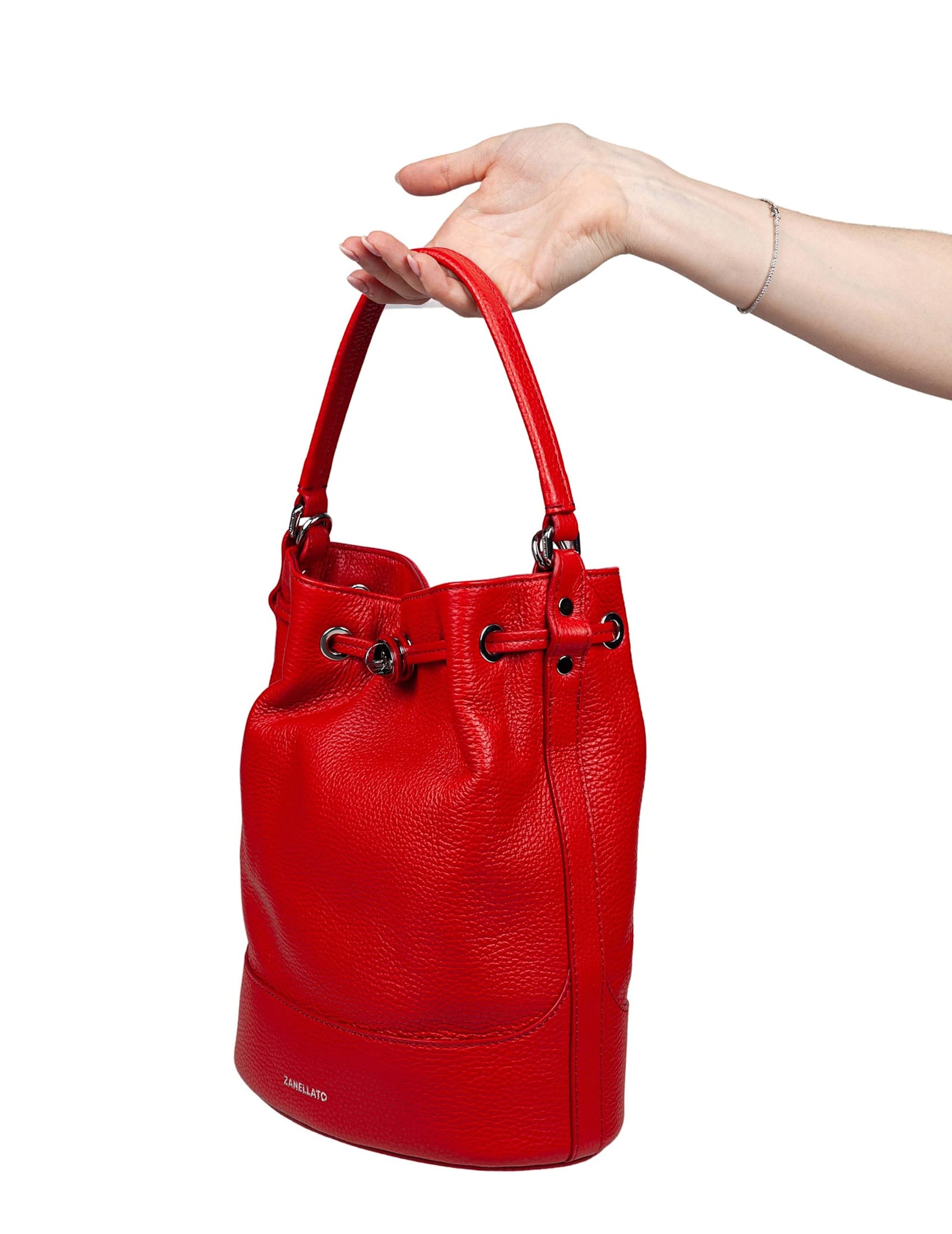 Zanellato Monda Daily Day S Leather Bucket Bag Red Color In Red