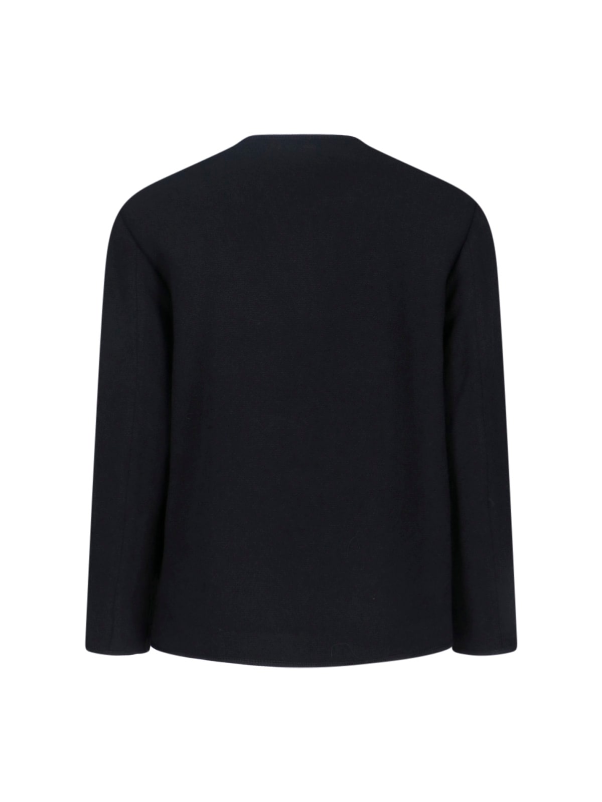 Tonywack Black Collarless Blouson Jacket With Nautical Button Detail In Black