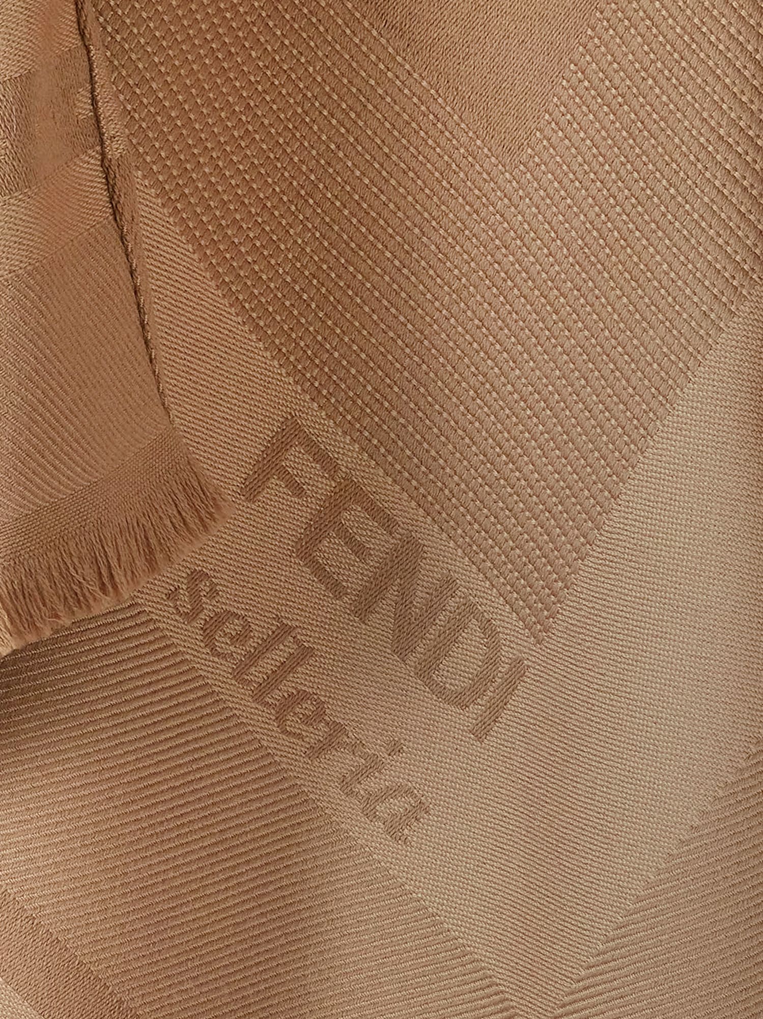 Fendi Women Wool And Cashmere Poncho With Jacquard Manufacturing In Brown