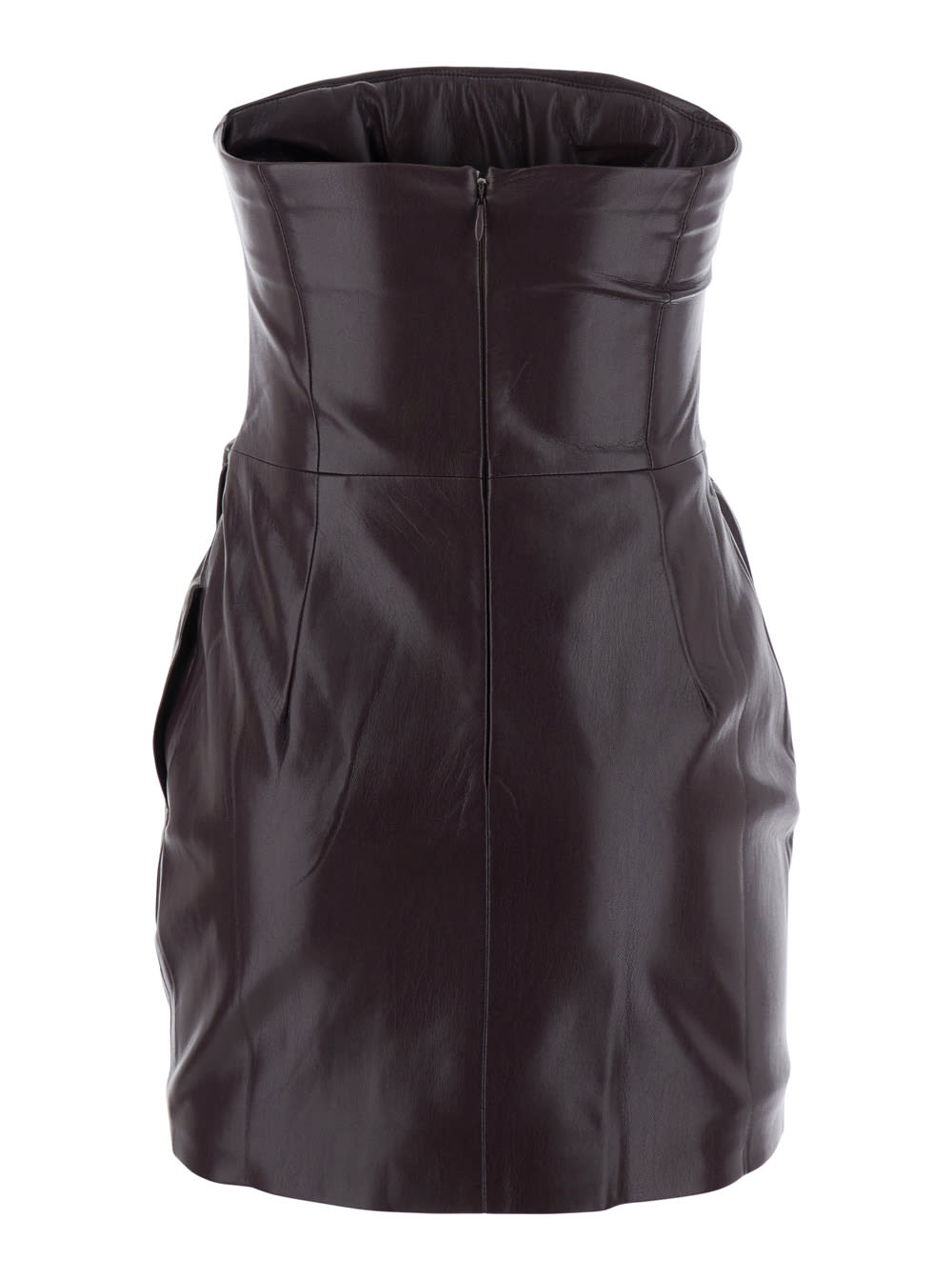 The Andamane Strapless Mini Dress Featuring Draped Detailing In Brown