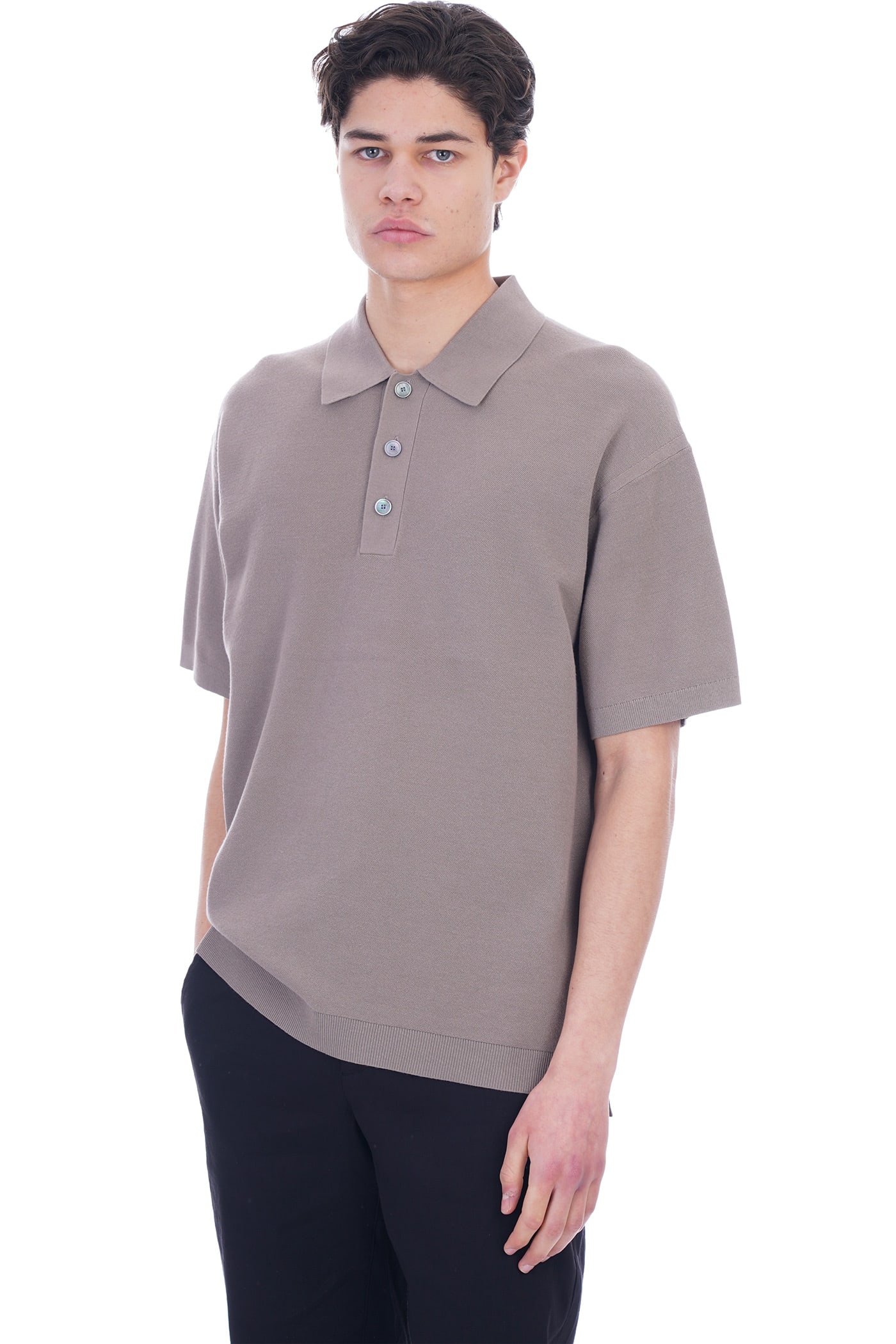 Theory Polo In Taupe Cotton