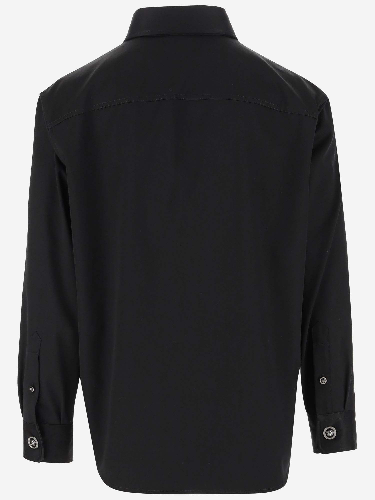 Shop Versace Cotton Gabardine Shirt In Black