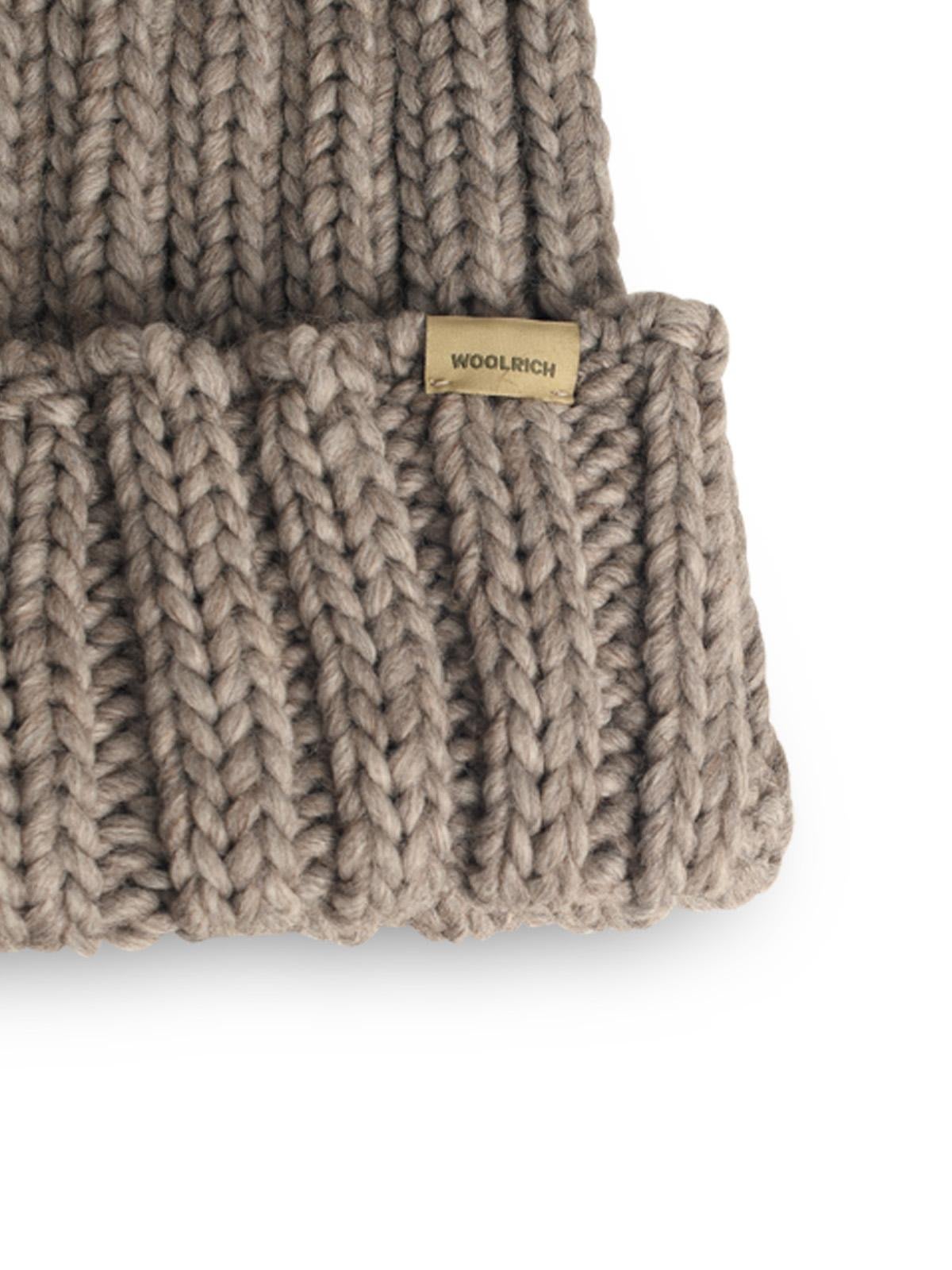 Woolrich Logo Patch Turn-up Hem Beanie In Light Grey Melange