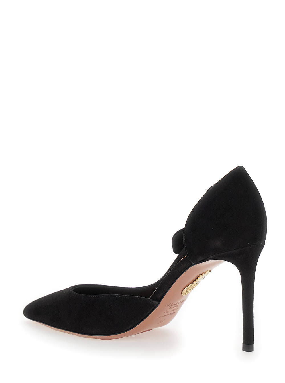 Shop Aquazzura Black Pumps With Bow Detail In Suede Woman