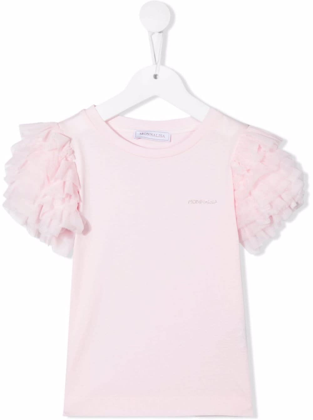 Monnalisa Girl Cotton Pink T-shirt With Tulle Details