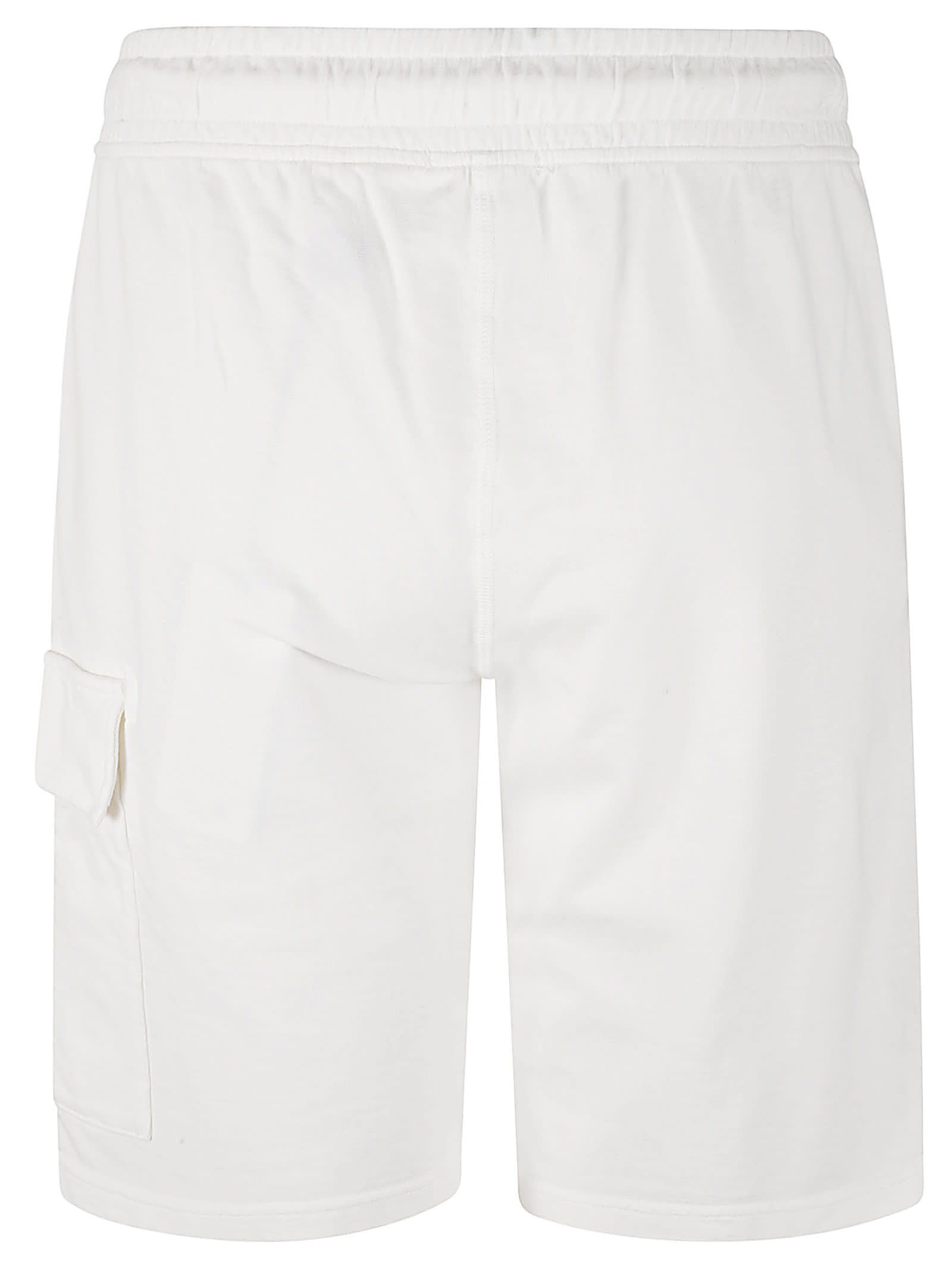 C.p. Company Light Fleece Cargo Track Shorts In White