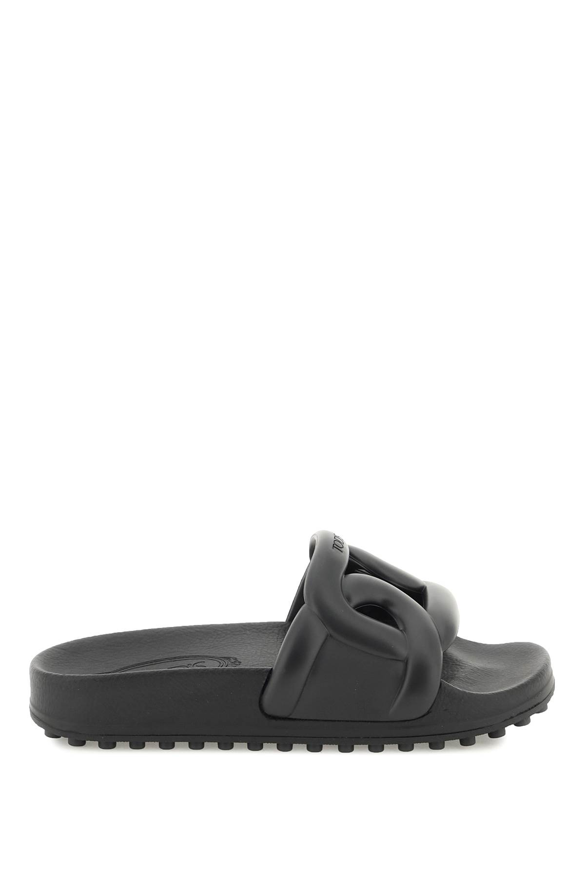 Tod's Rubber Slides With Maxi Chain In Black | ModeSens