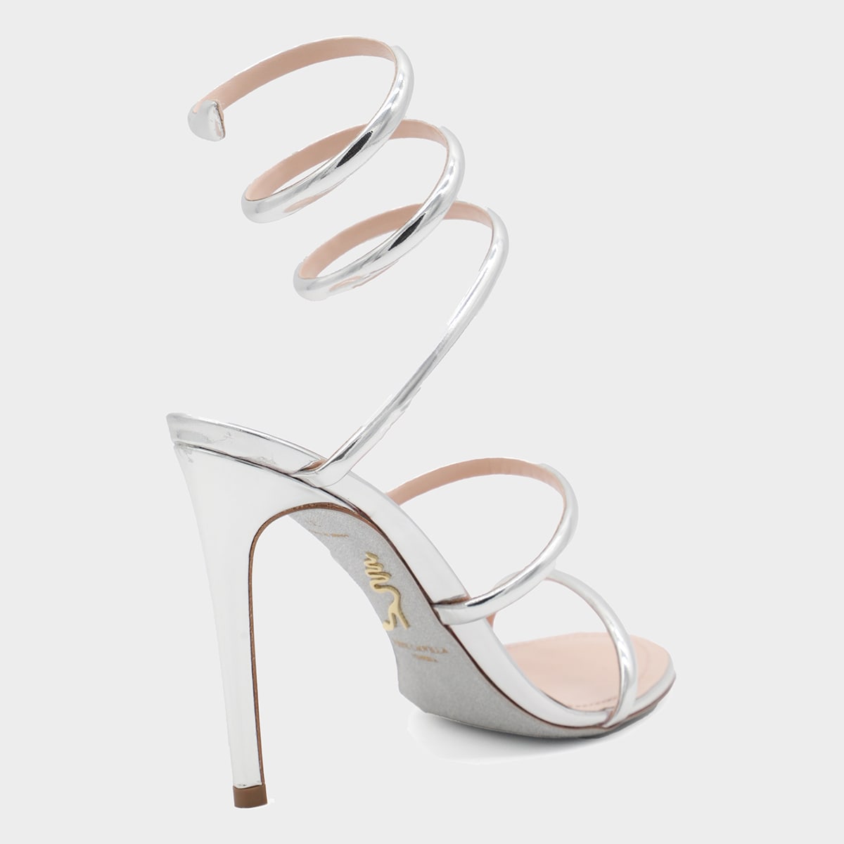 René Caovilla Silver Leather Sandals