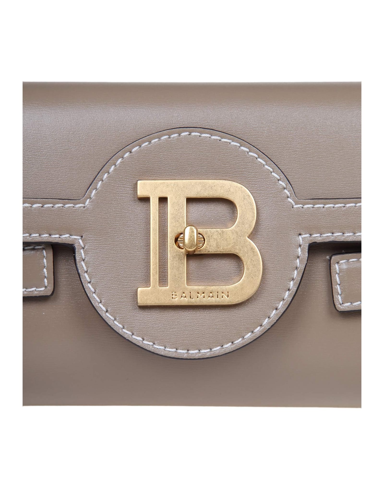 Shop Balmain B-buzz Pouch 23 In Taupe Color Leather