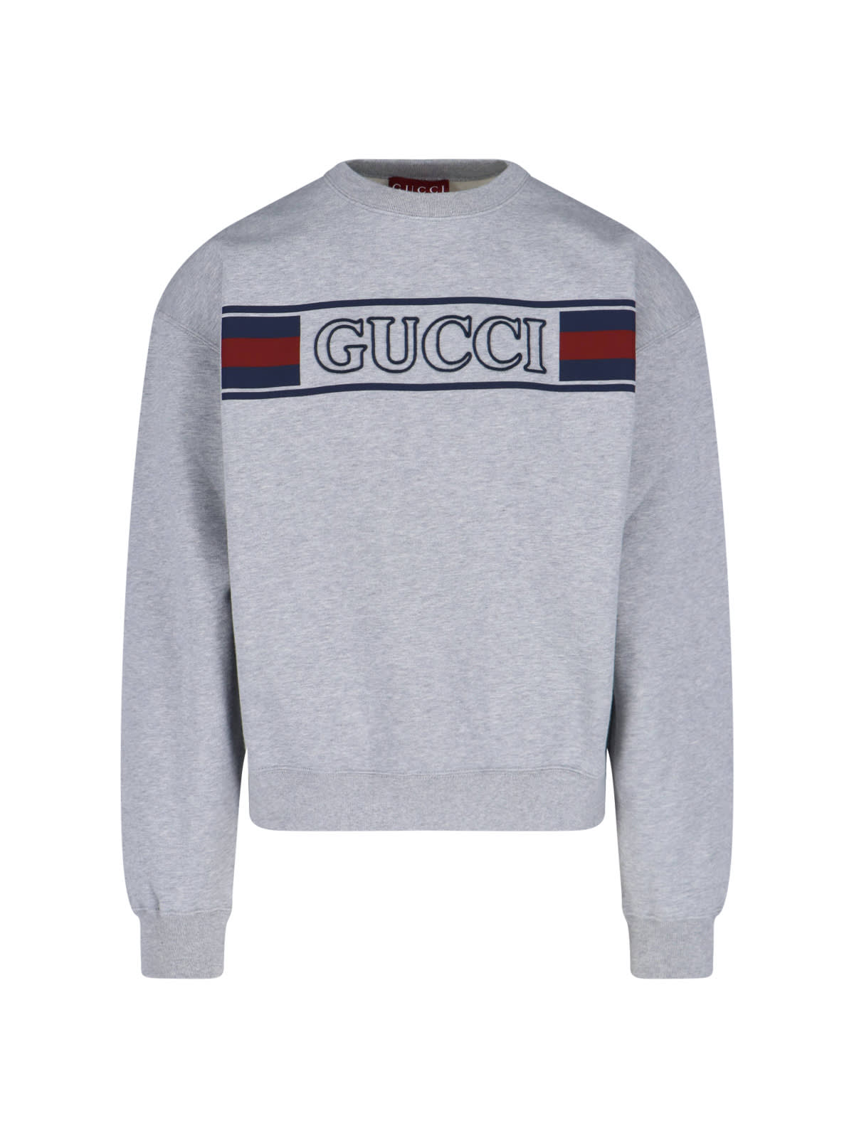 Gucci Crew Neck Long Sleeves Ribbed Cuffs Sweater In Gray