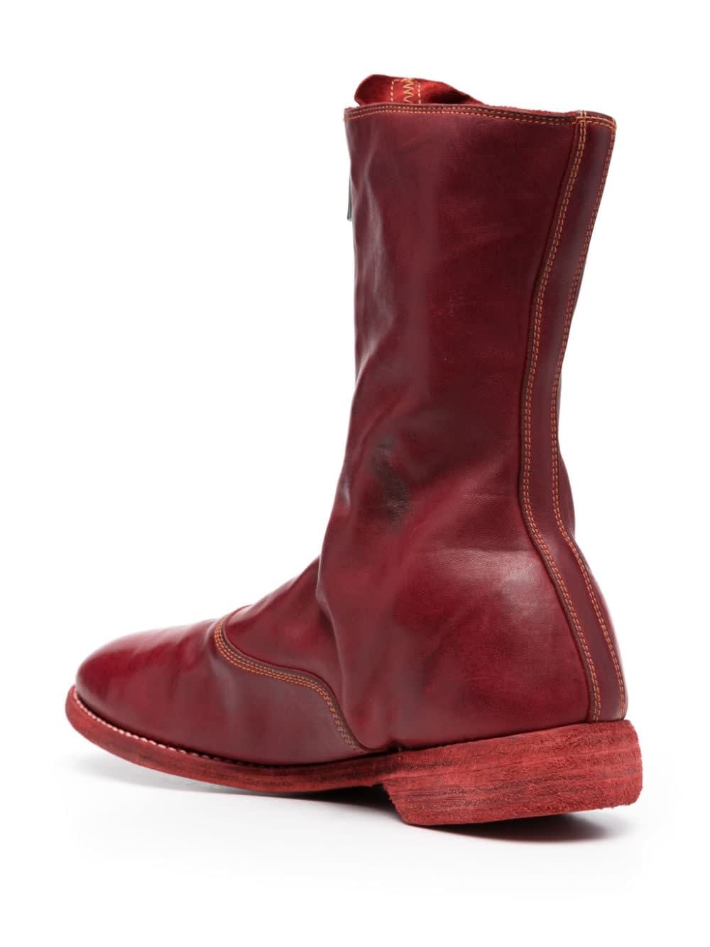Shop Guidi Front Zip Army Boots In T Red