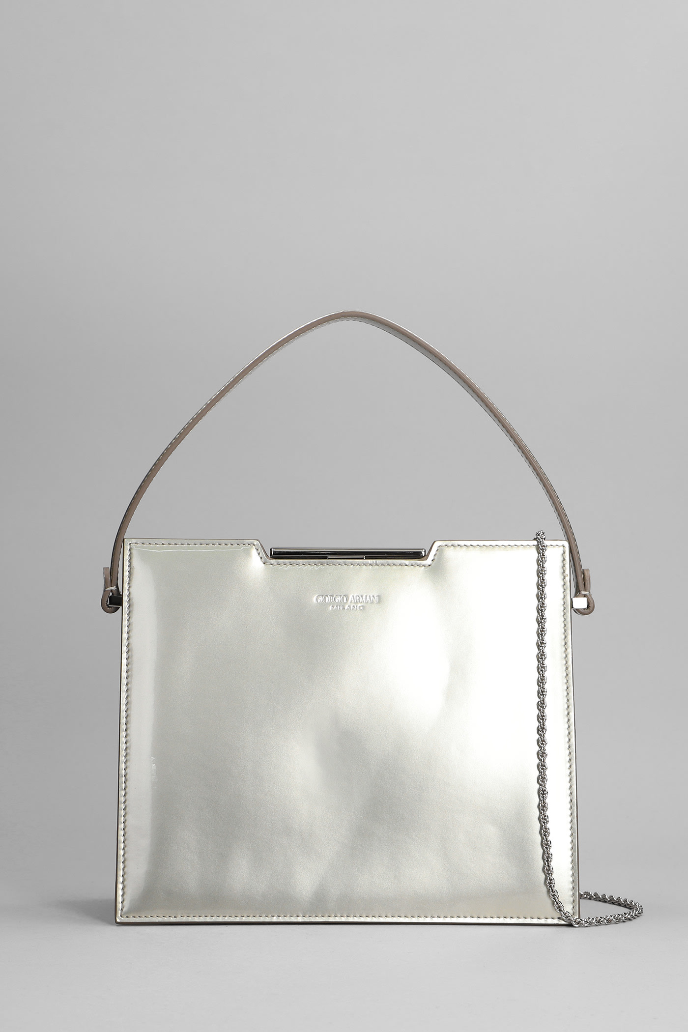 Giorgio Armani Hand Bag In Silver Leather