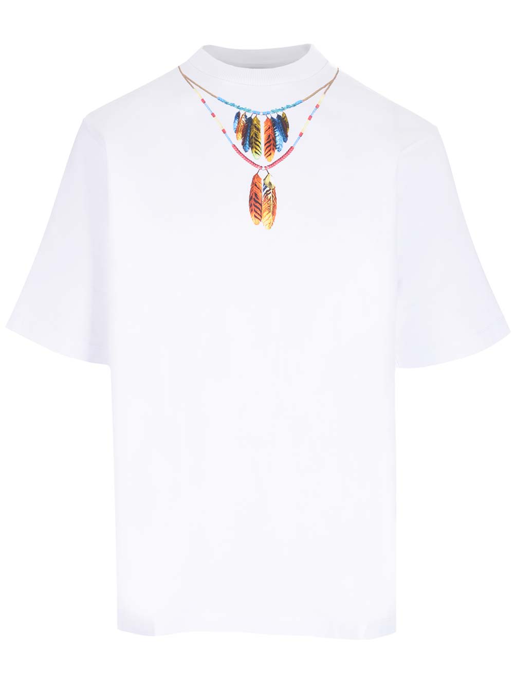 Shop Marcelo Burlon County Of Milan White Feather Necklace T-shirt