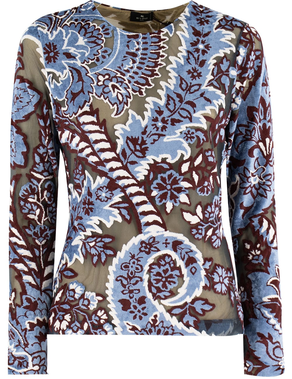 Shop Etro Shirt In Multicolor On Pale Blue Base