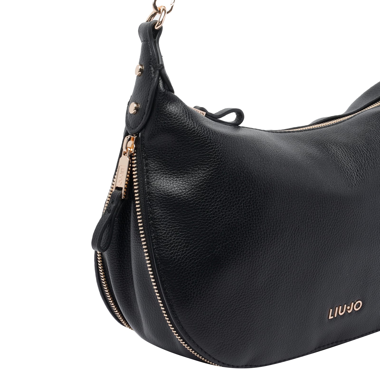 Liu •jo Curved Zip-detail Shoulder Bag In Black