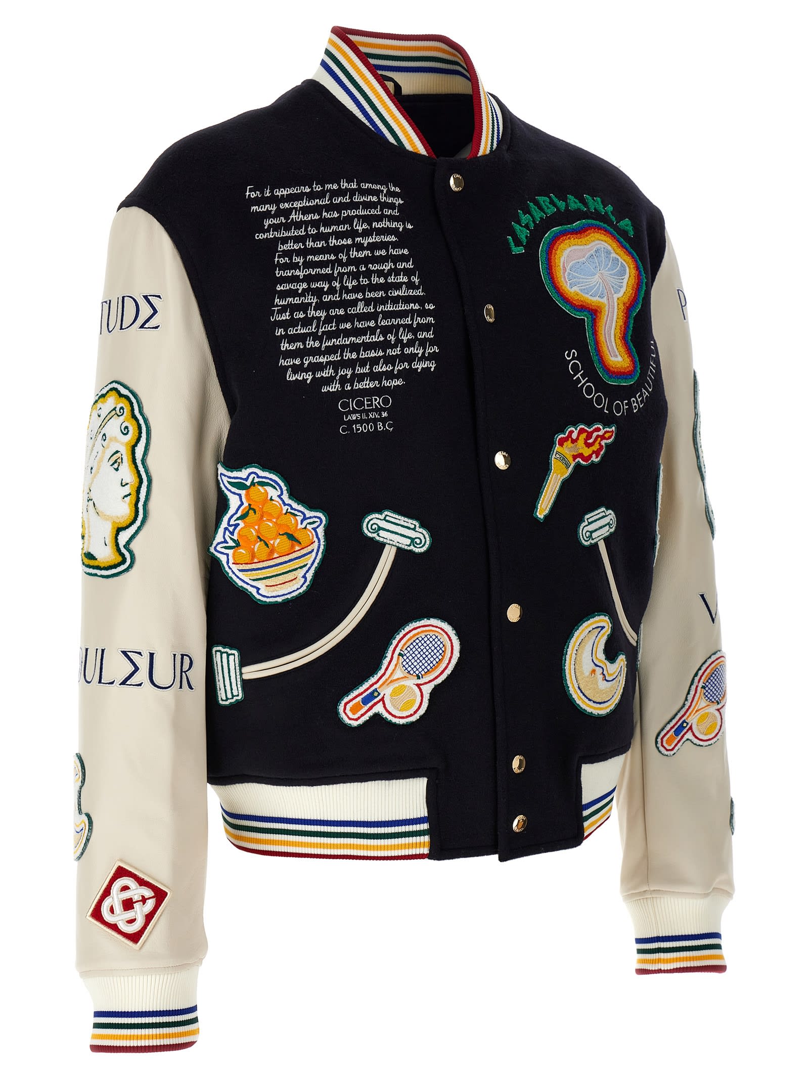 Shop Casablanca Chenille Embroidered Patchwork Bomber Jacket In Multicolor