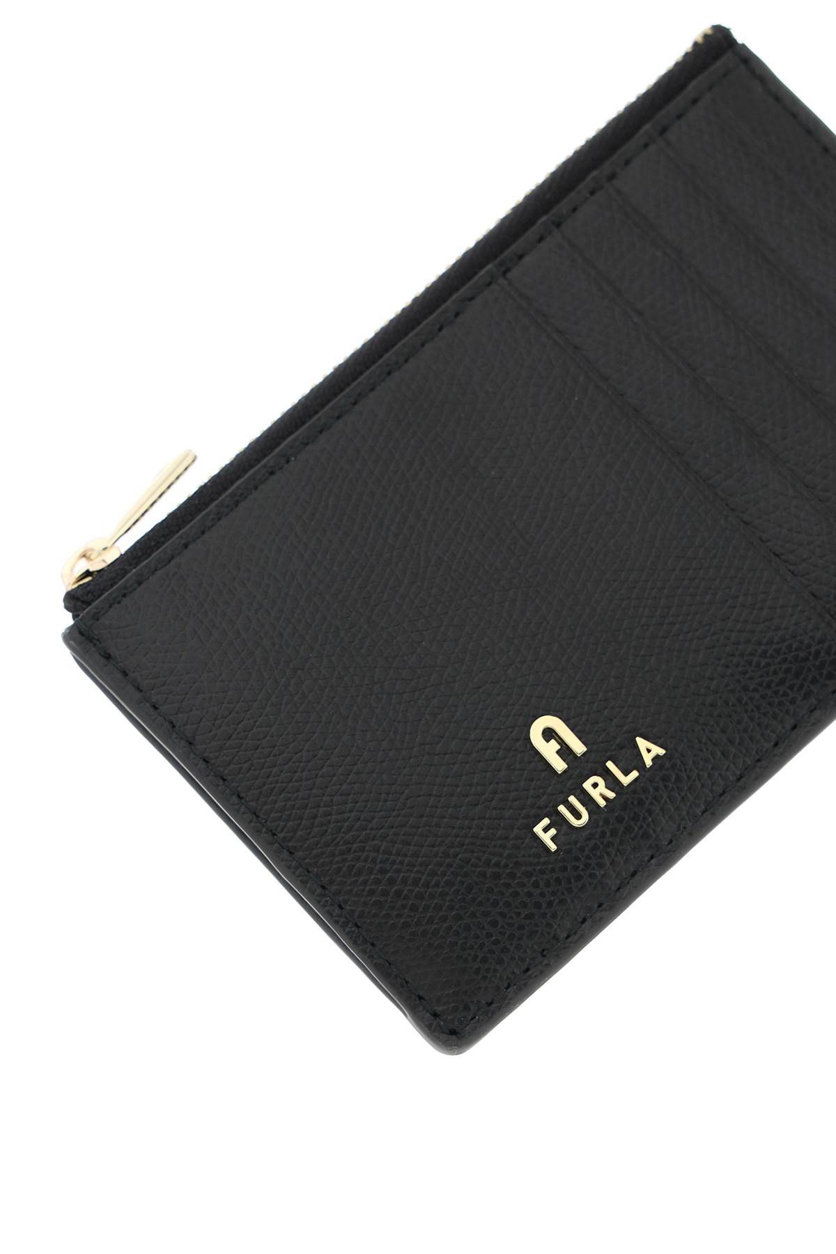 Furla Black Leather Camel Card Holder In Nero (black)