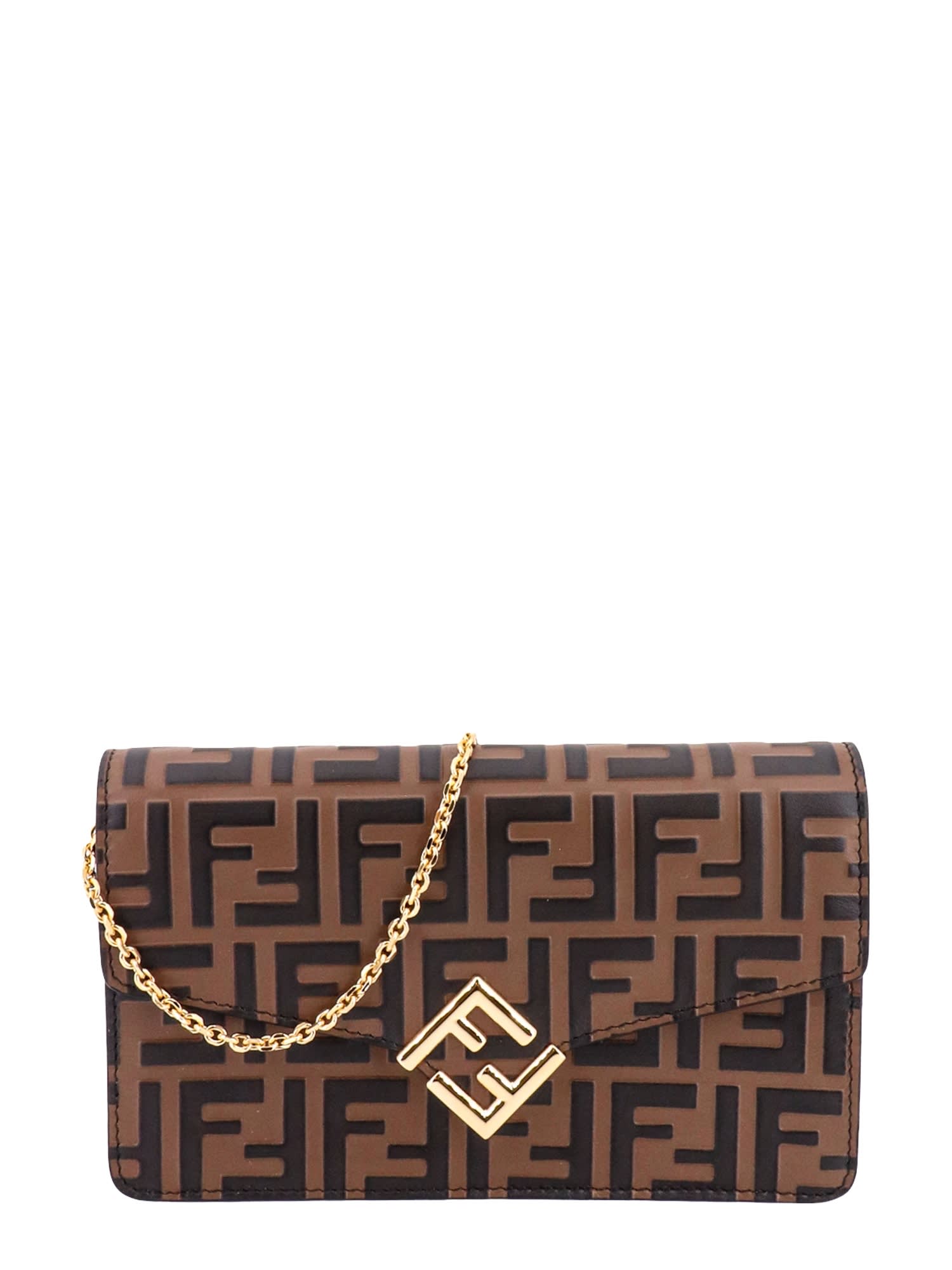 Shop Fendi Ff Diamonds Wallet In Marrone