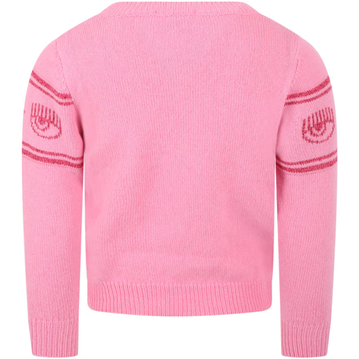 Shop Chiara Ferragni Pink Sweater For Girl With Eyelike
