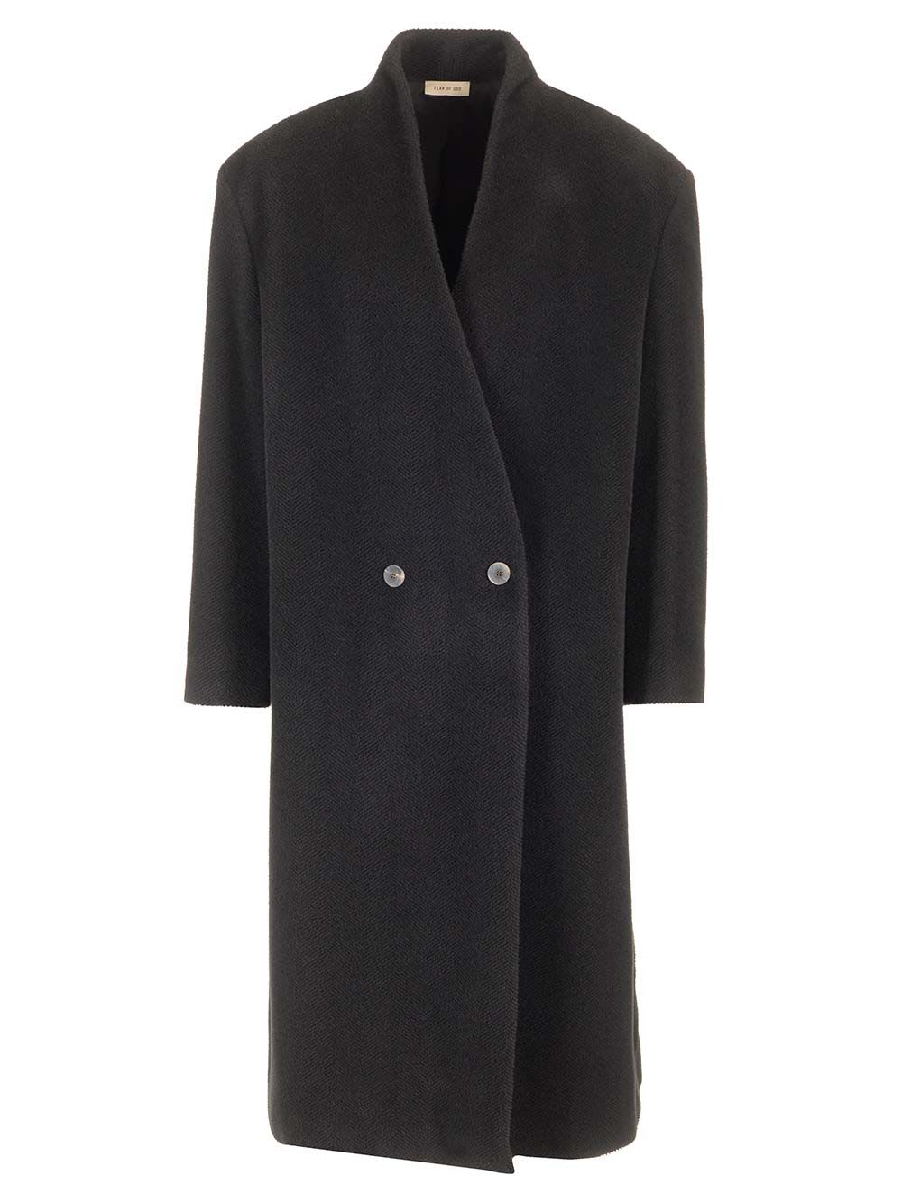 Shop Fear Of God Alpaca Lapelleless Overcoat In Black