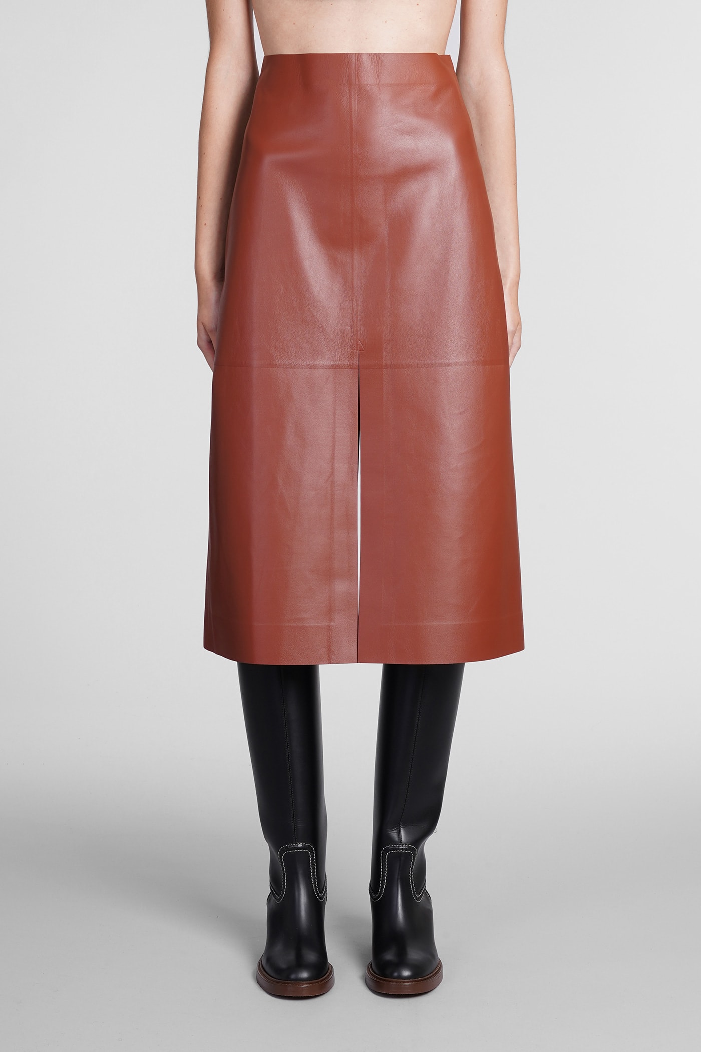 Chloé Skirt In Bordeaux Leather