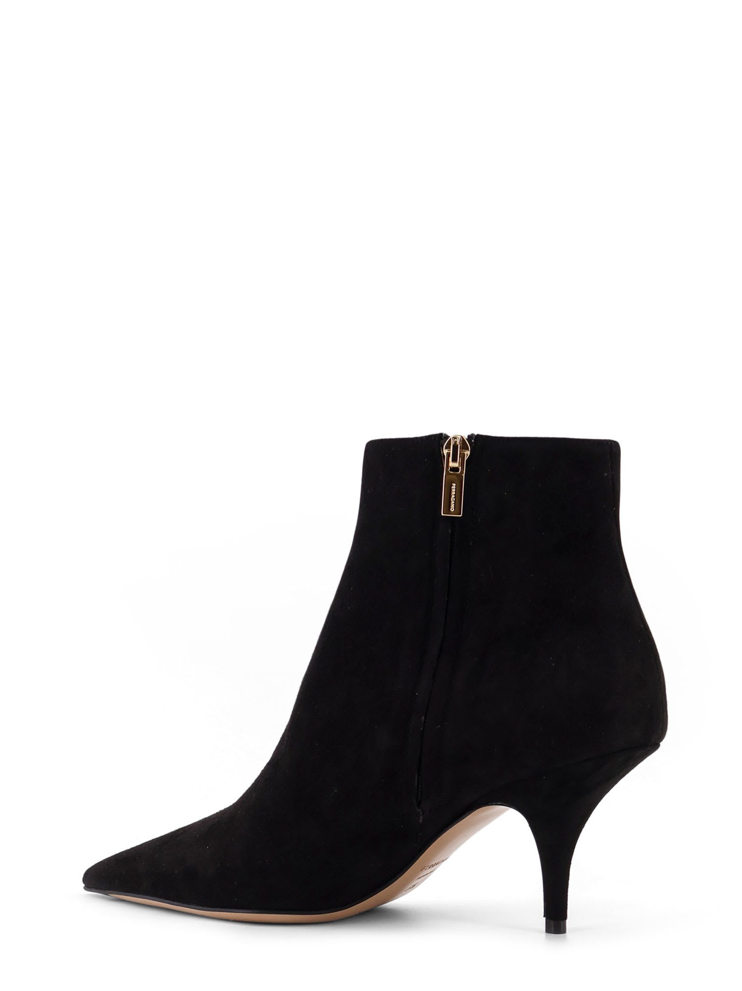 Ferragamo Agia 70 Cut-out Suede Ankle Boots In Black