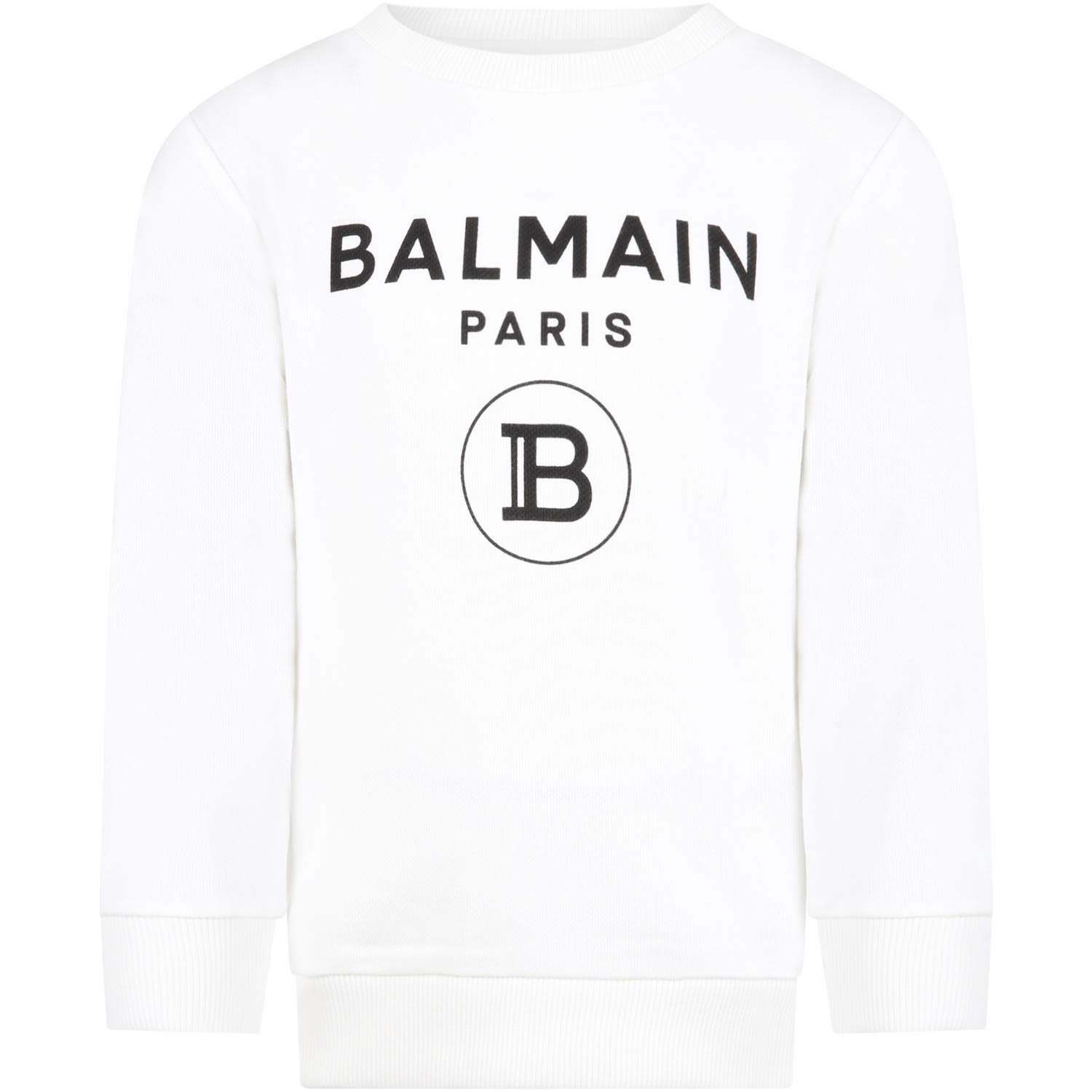 Balmain White Sweatshirt For Girl With Logo