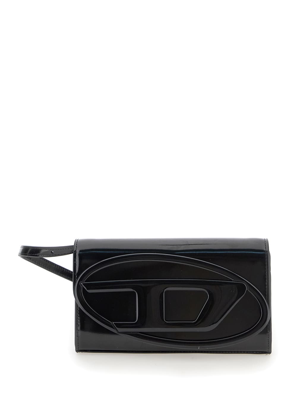 Shop Diesel 1dr Black Belt Bag With Logo Plate In Leather Woman