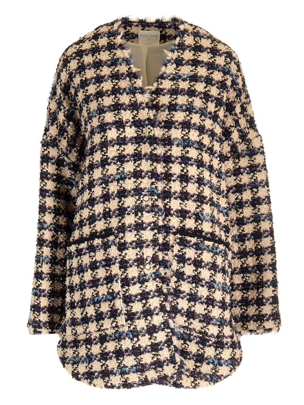 FORTE FORTE WOOL BLEND HOUNDSTOOTH BLOUSON 