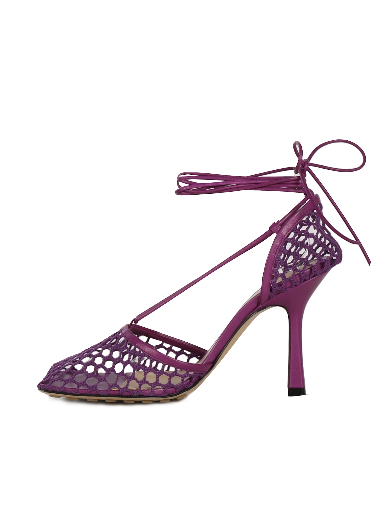Bottega Veneta Mesh And Leather Décolleté In Purple