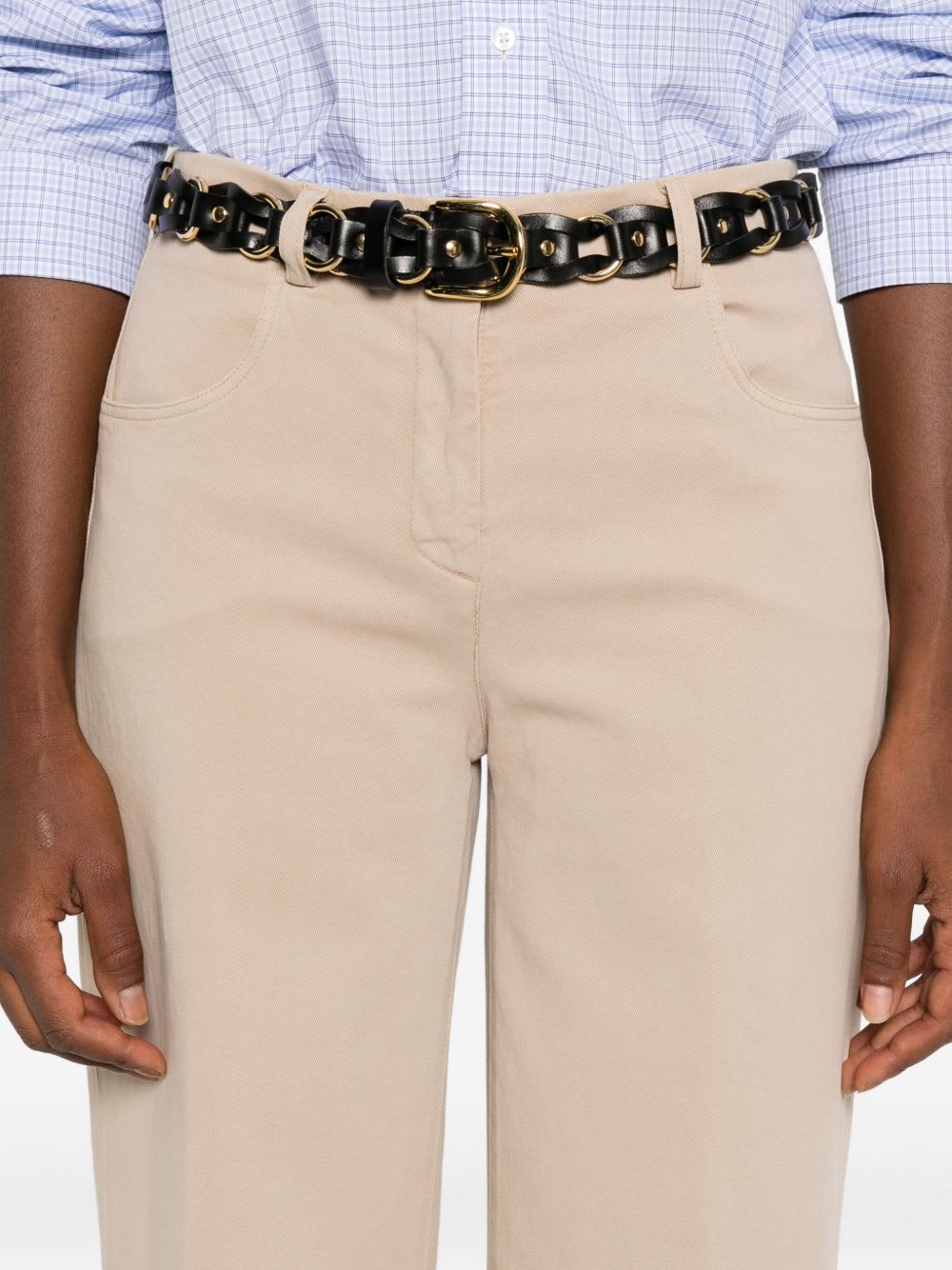 Via Masini 80 Cotton Wide-leg Trousers In Brown