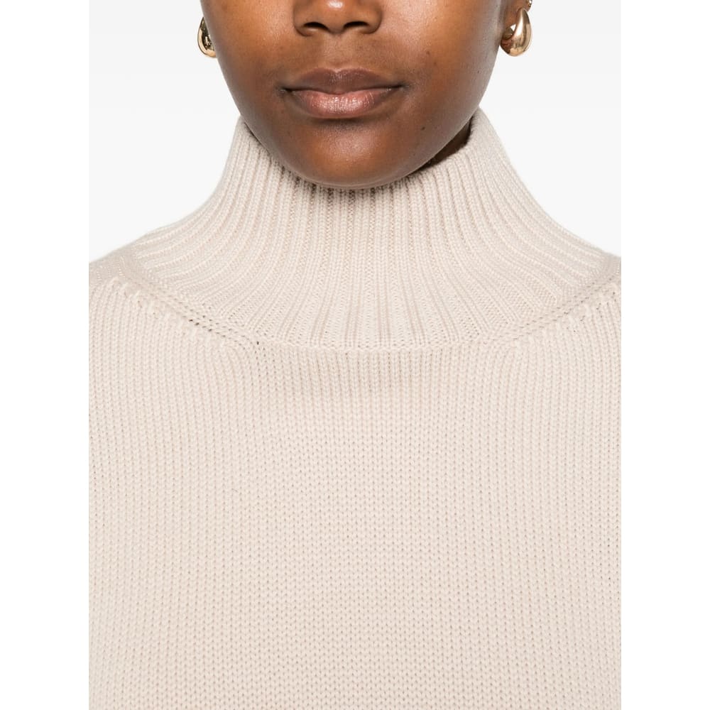 Fabiana Filippi Wool Turtleneck Sweater With Dropped Shoulders In Neutral
