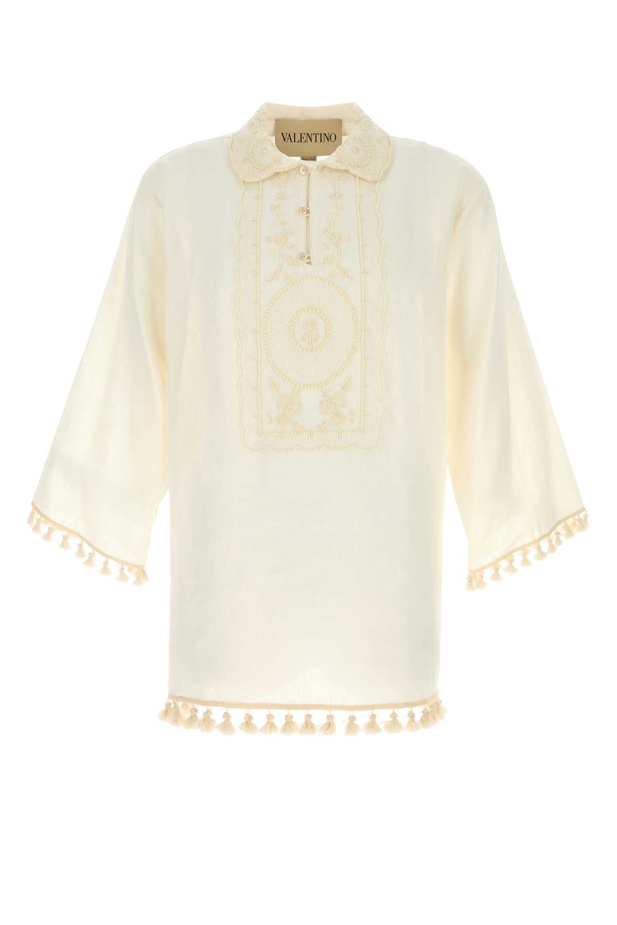 Ivory Linen Polo Shirt
