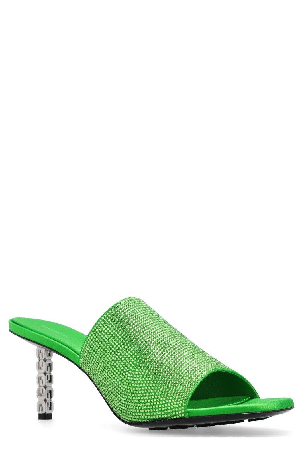 Shop Givenchy G Cube Embellished Mules In Absynthegreen