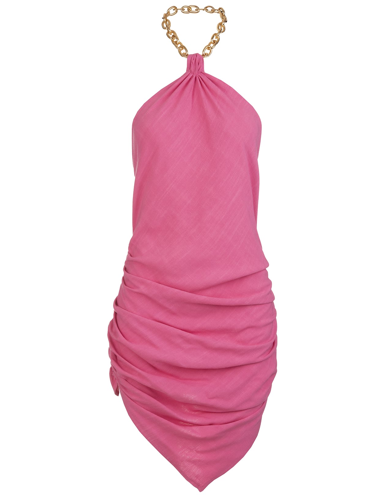 Giuseppe di Morabito Pink Asymmetrical Short Dress With Golden Chain