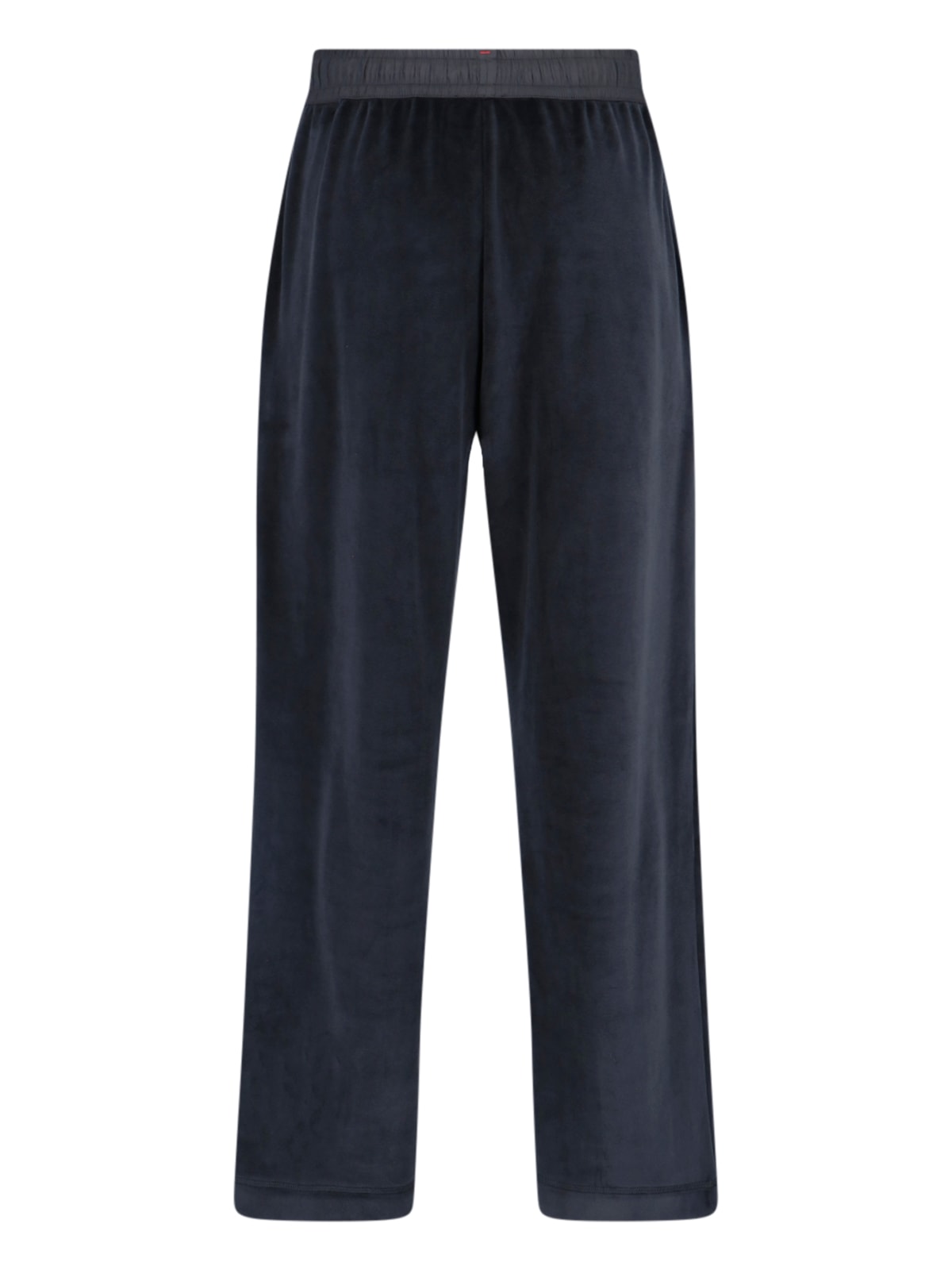 Moncler Straight Trousers With Elastic Waistband And Side Pockets In Blue