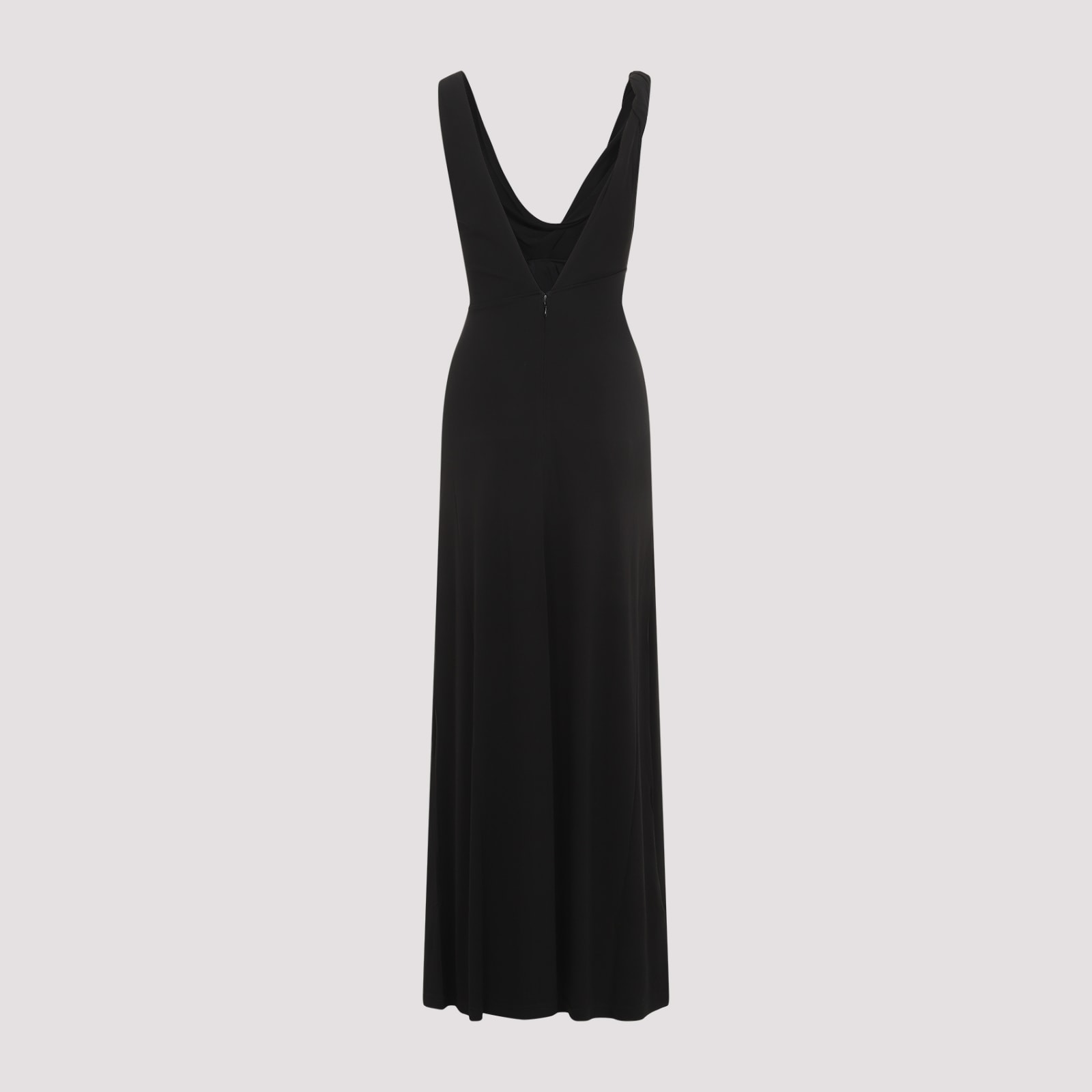 Shop Totême Twist Drape Long Dress In Black