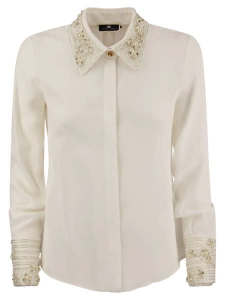 Elisabetta Franchi Long Sleeve Shirt With Pearl Details