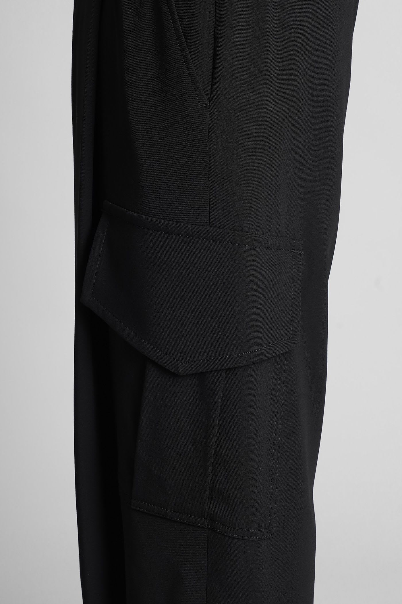 Giorgio Armani Wool Cargo Pants With Tailored Silhouette In Black