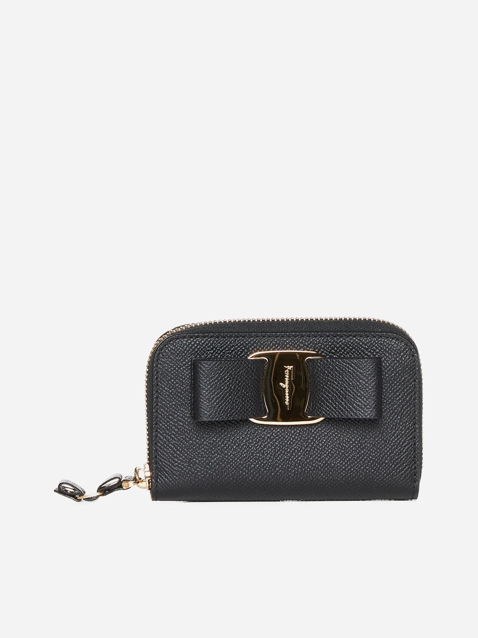 Shop Ferragamo Vara Leather Pouch In Black