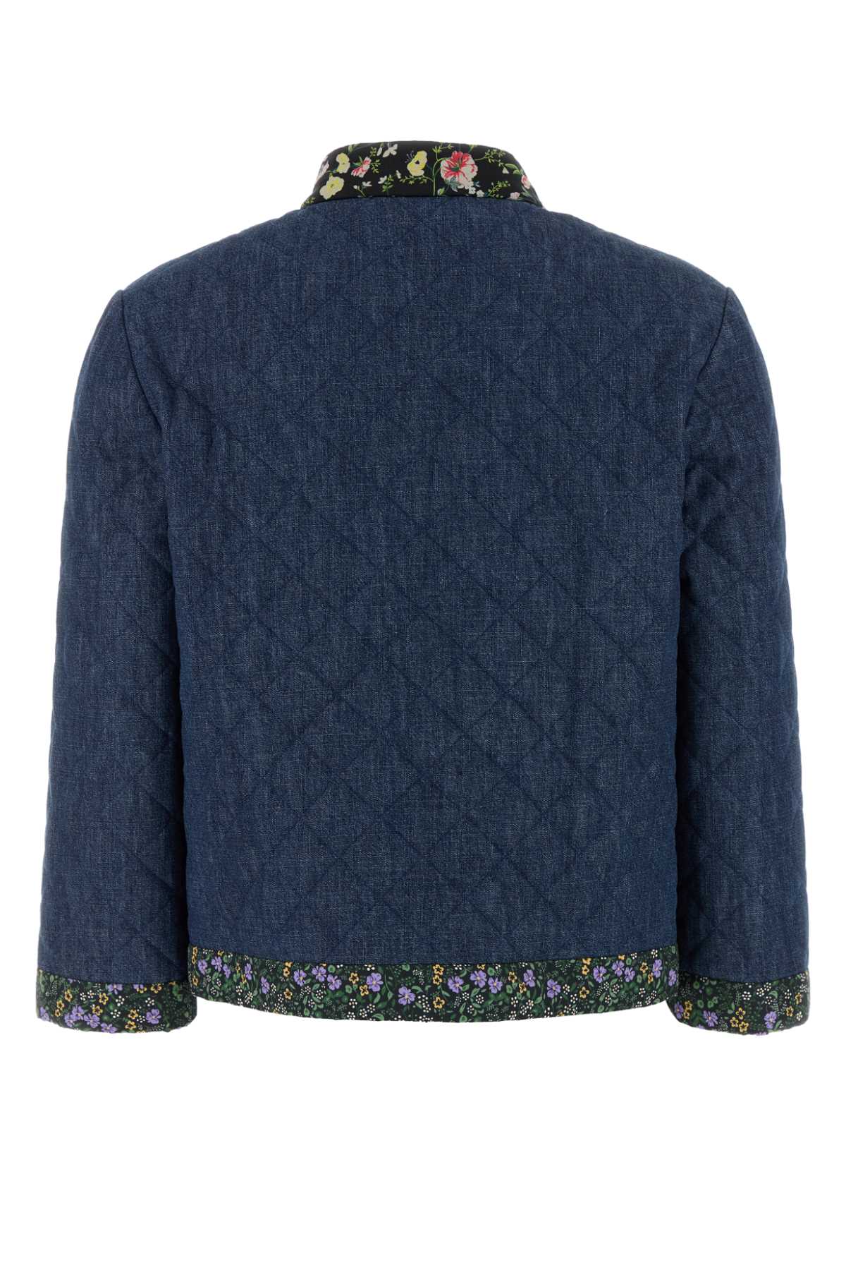 Valentino Chambray Blazer With Quilted Design And Pockets In Blue