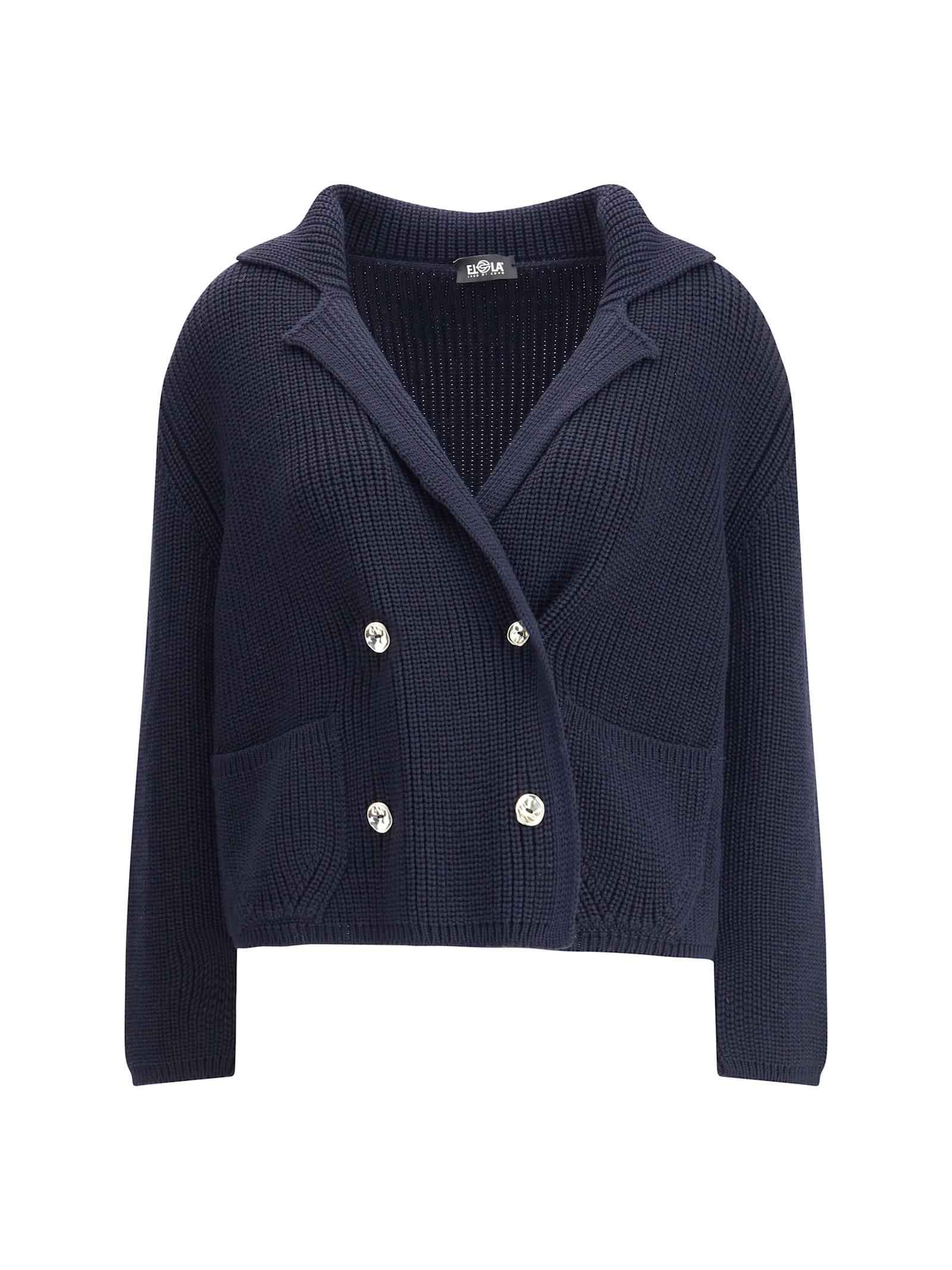 Ella Short Cardigan With Hook-and-eye Closure In Blue