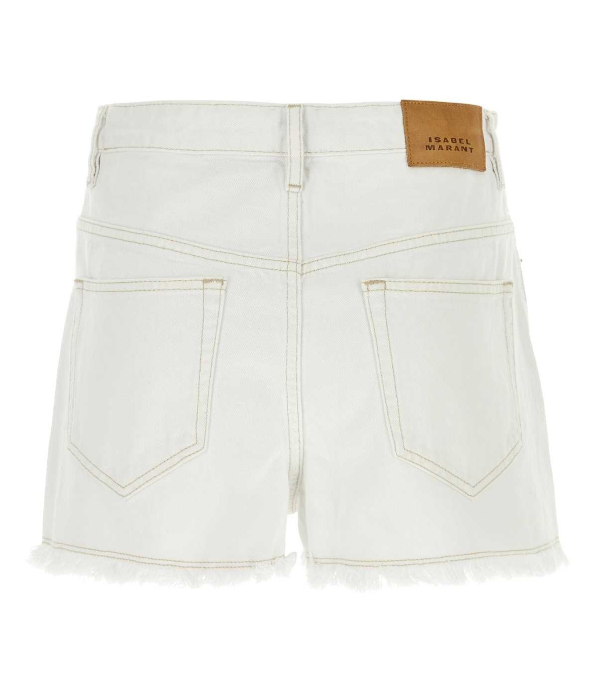 Shop Isabel Marant Logo Patch Denim Shorts In White