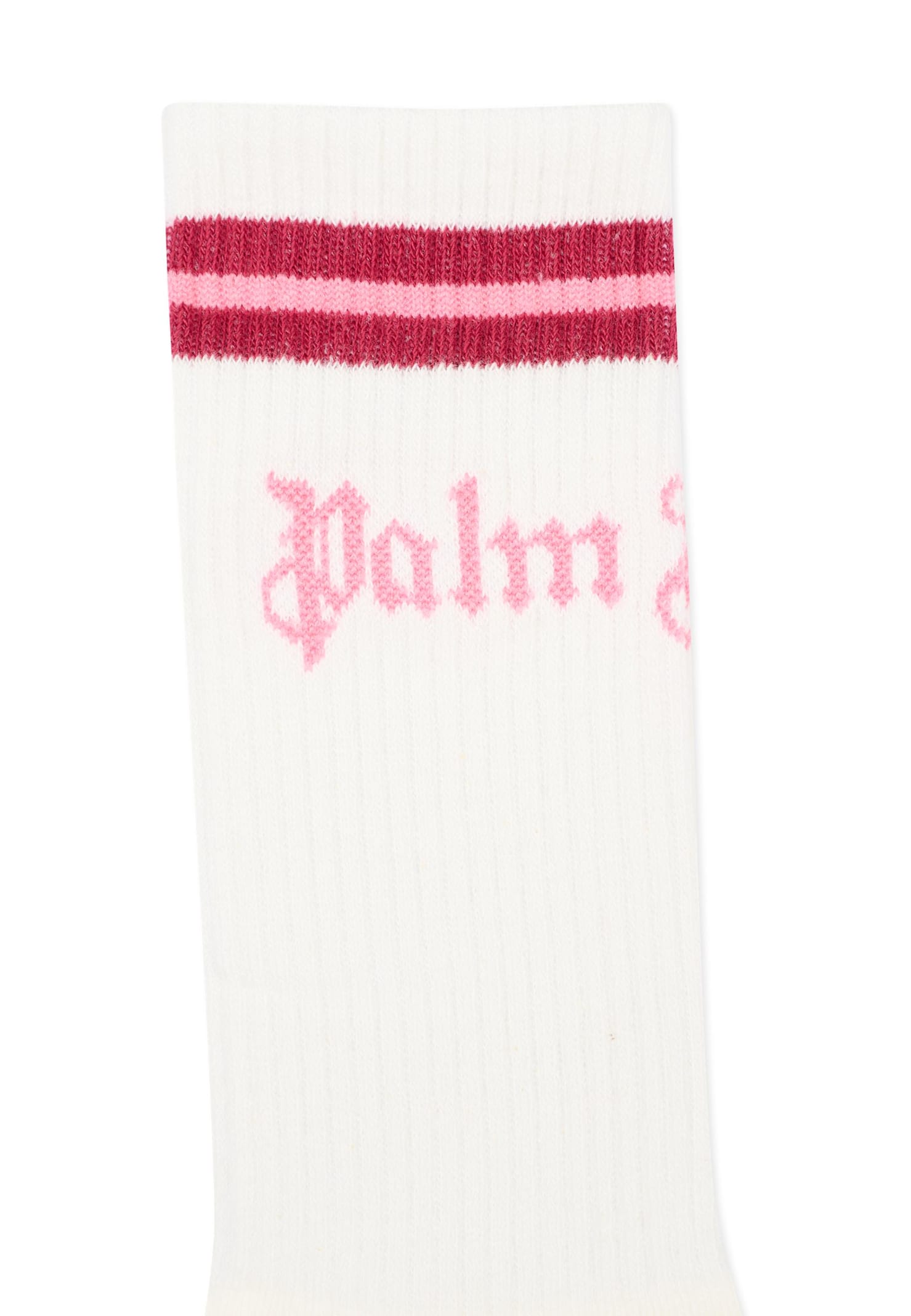 Palm Angels White Socks For Girl With Logo In White