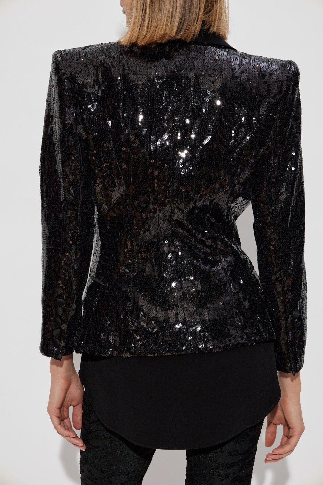 BALMAIN SEQUINNED COLLARED BLAZER