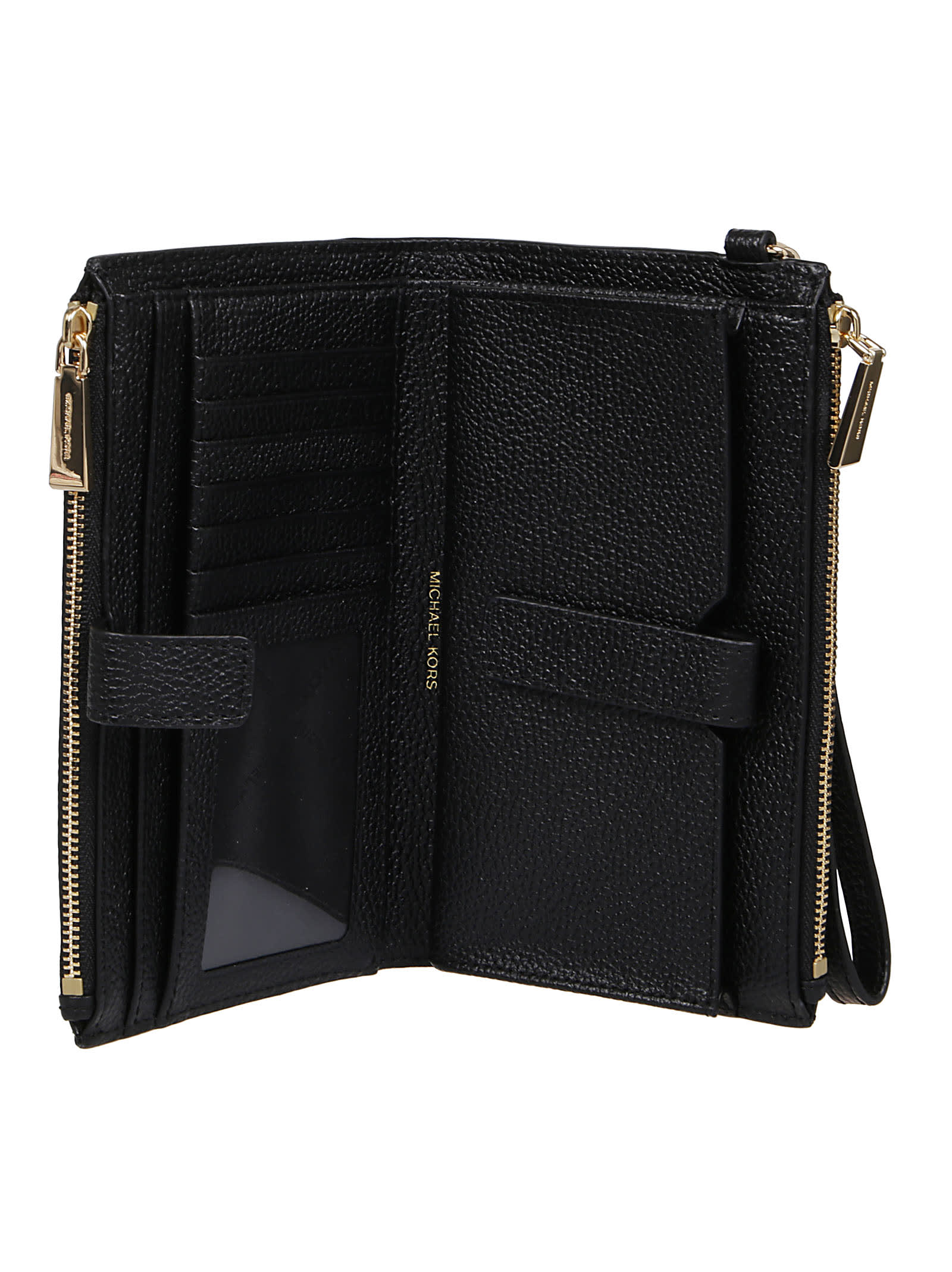 Shop Michael Kors Double Zip Wristlet Adele Wallet In Black