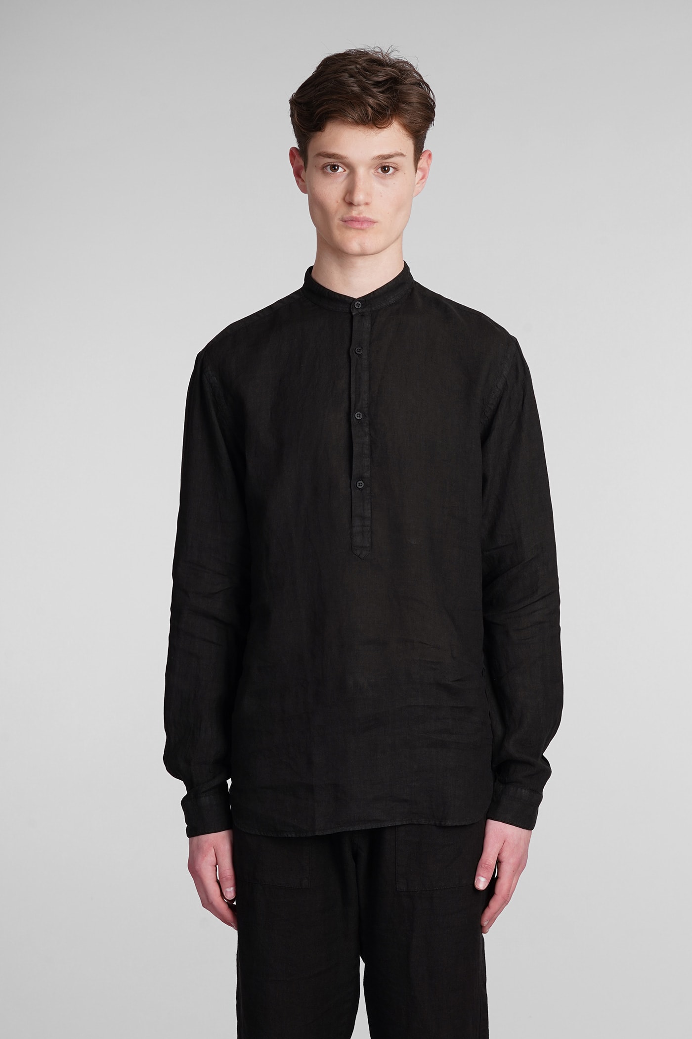 Corfu Shirt In Black Linen